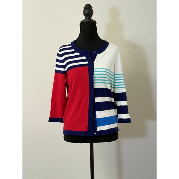 Multi color Striped Cardigan 3/4 sleeve - Picture 1 of 3